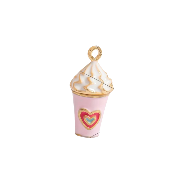 pink whip cream milkshake charm