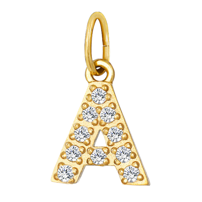 Embossed silver letter A charm