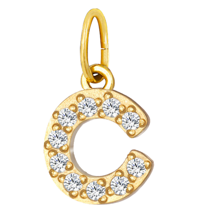 Embossed silver letter C charm