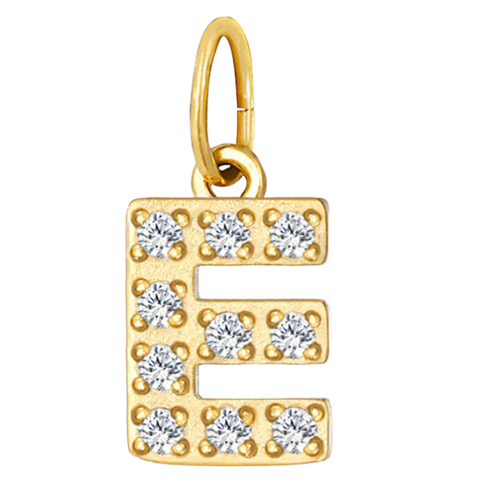 Embossed silver letter E charm