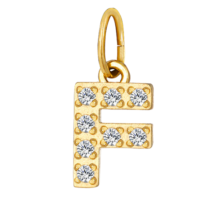 Embossed silver letter F charm