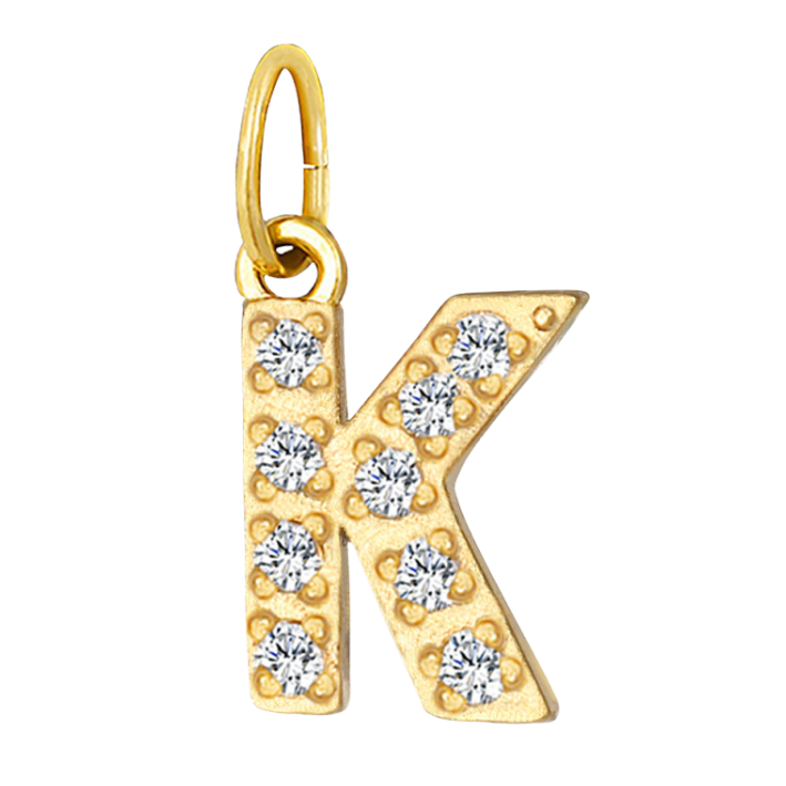 Embossed silver letter k charm