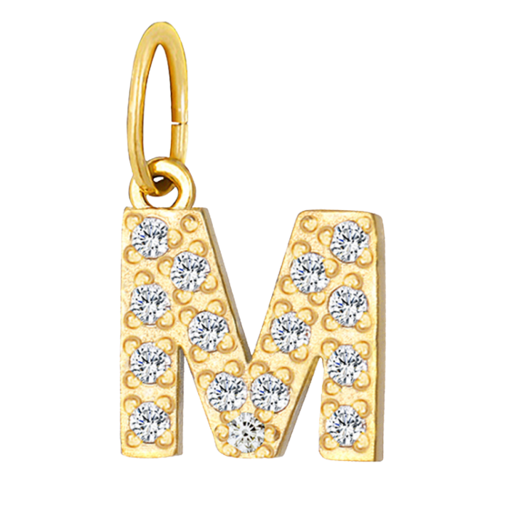 Embossed silver letter M charm