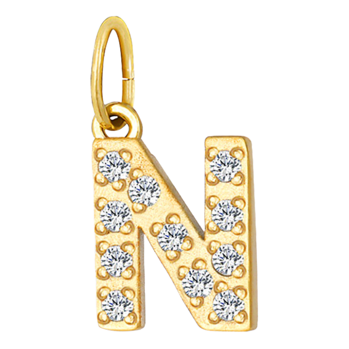 Embossed silver letter N charm