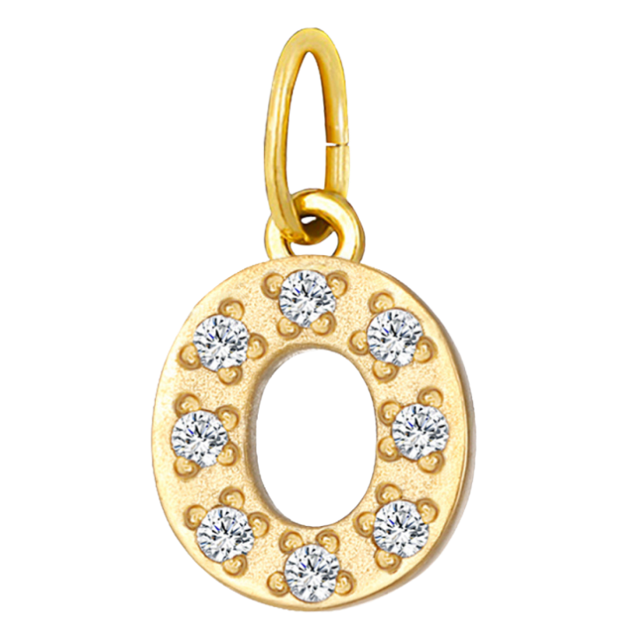 Embossed silver letter O charm