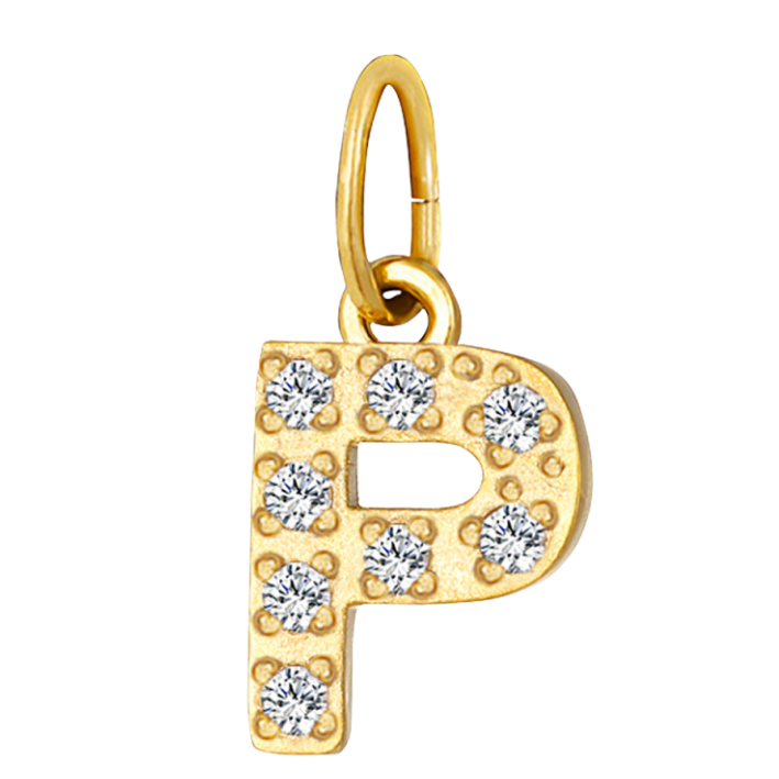 Embossed silver letter P charm
