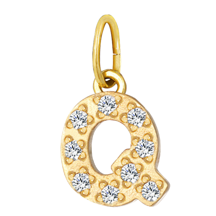 Embossed silver letter Q charm