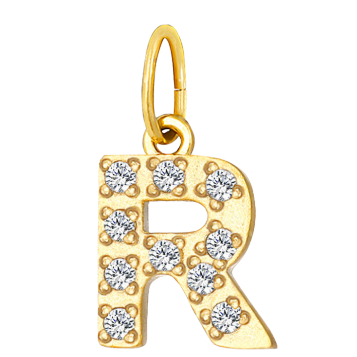 Embossed silver letter R charm