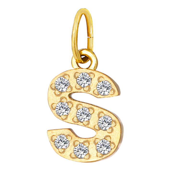 Embossed silver letter S charm