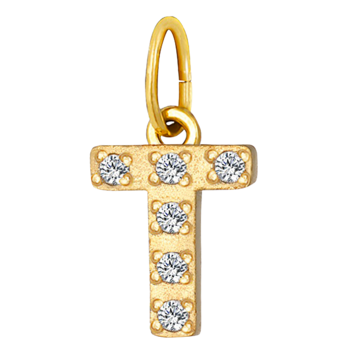 Embossed silver letter T charm