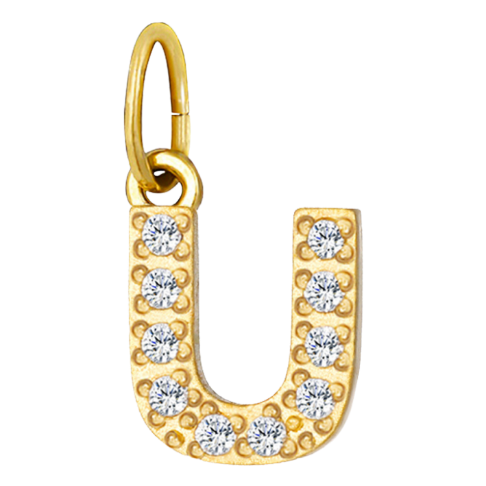 Embossed silver letter U charm