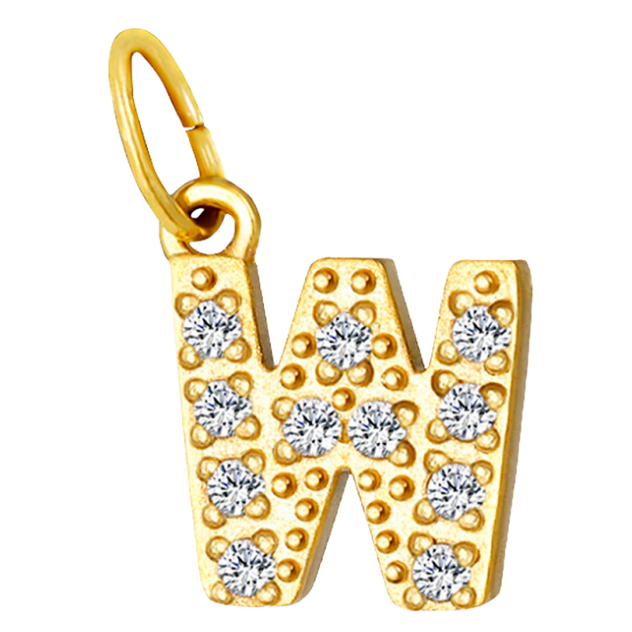 Embossed silver letter W charm