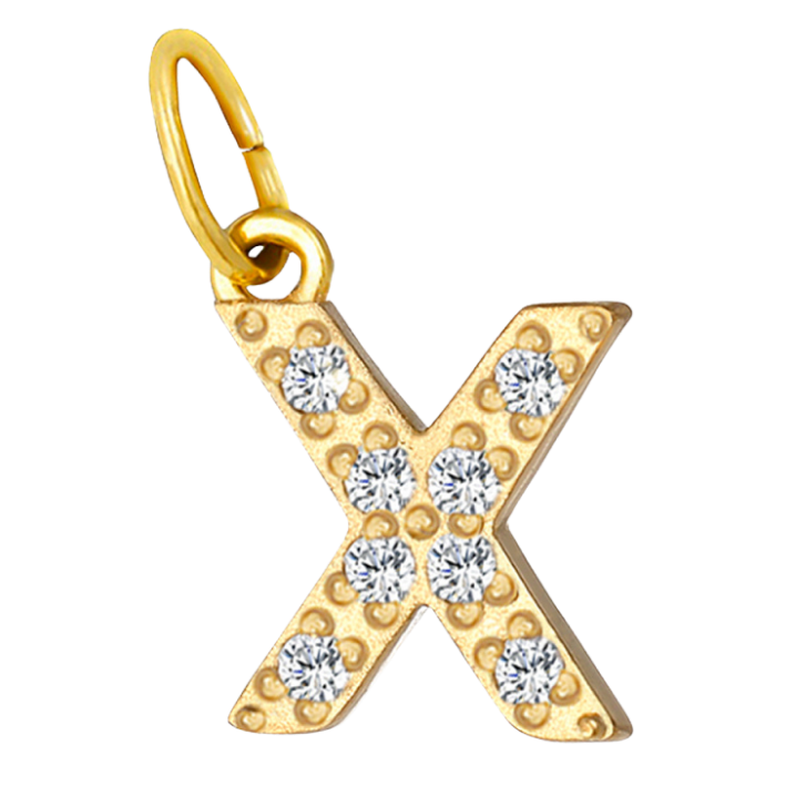 Embossed silver letter X charm