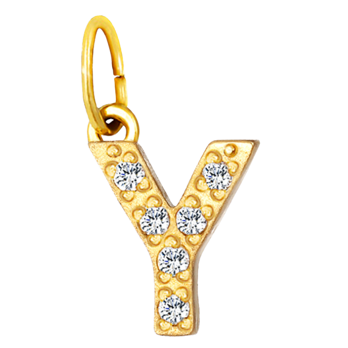 Embossed silver letter Y charm