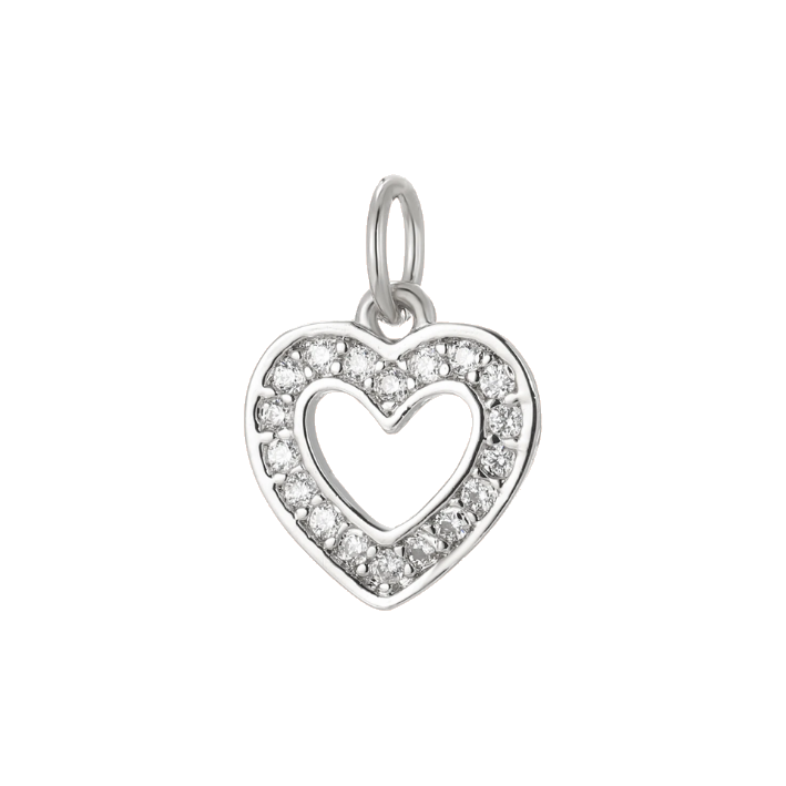 diamond heart silver charm