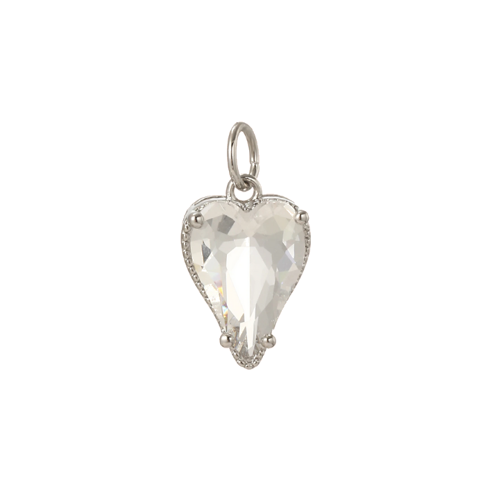 white gem 
silver heart charm