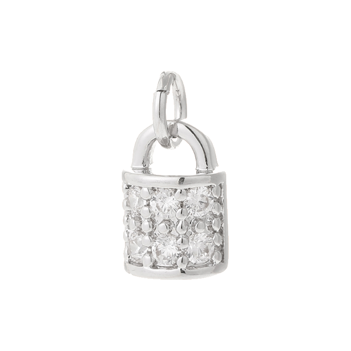 Diamond silver lock charm