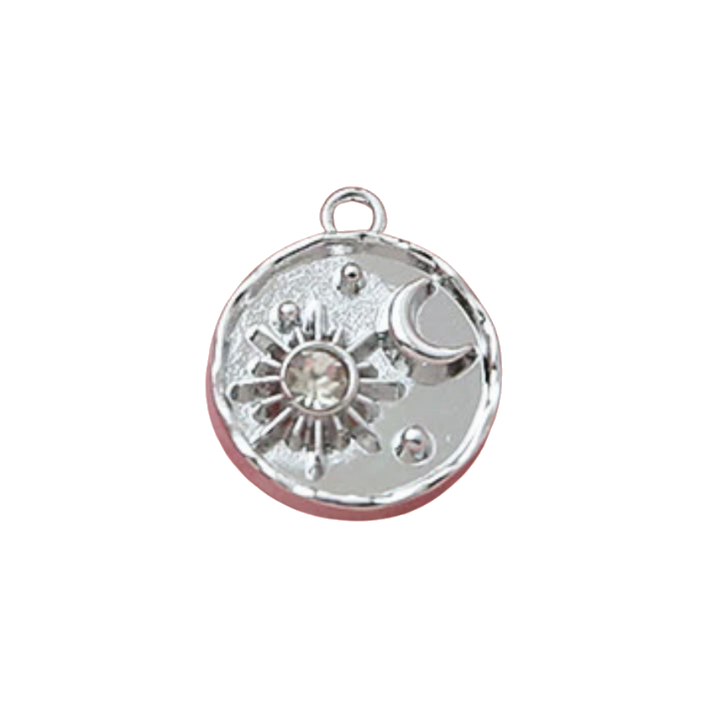 star & moon silver charm