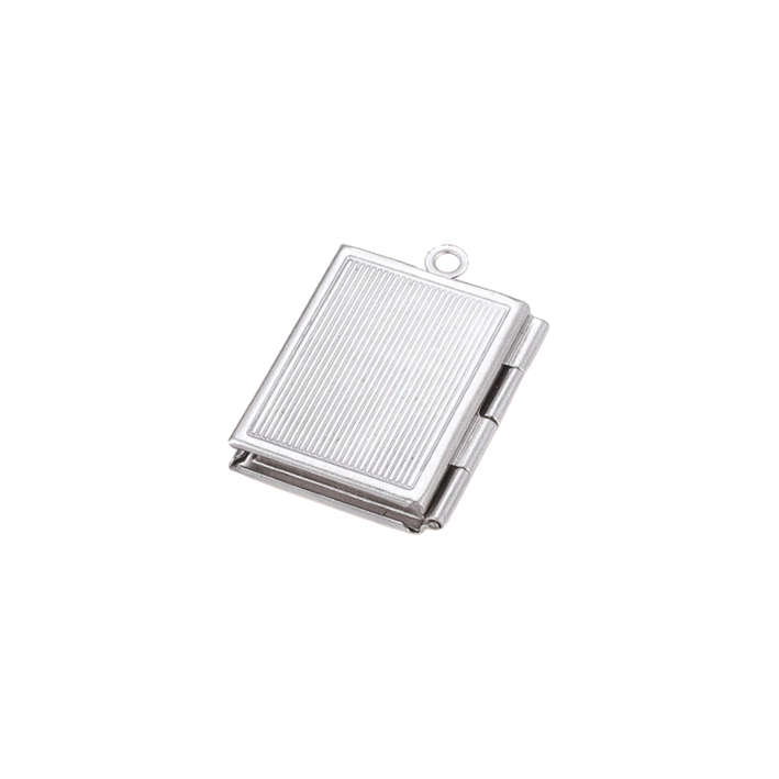 silver book locket charm