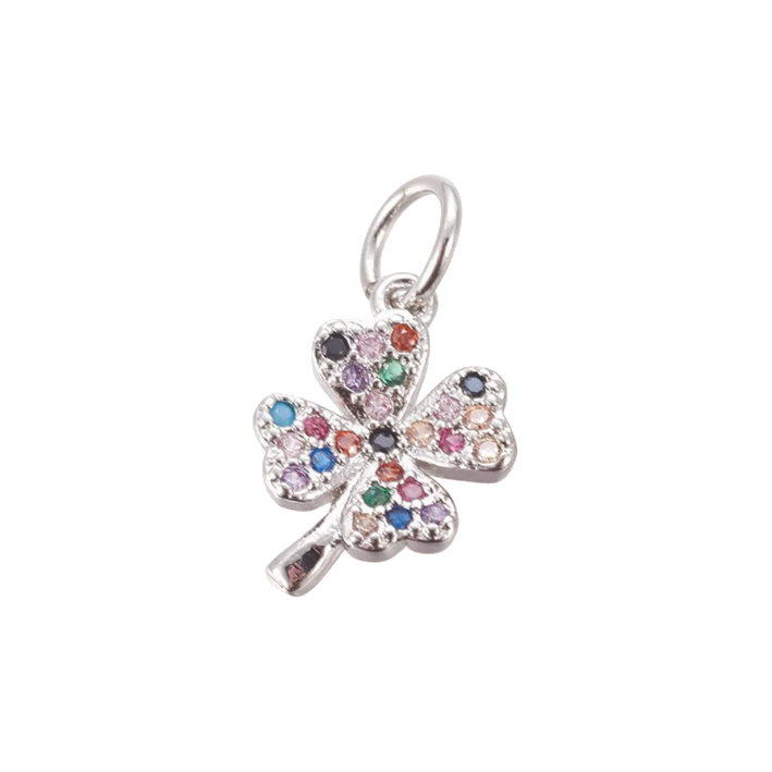 Mix gem clover 
silver leaf charm