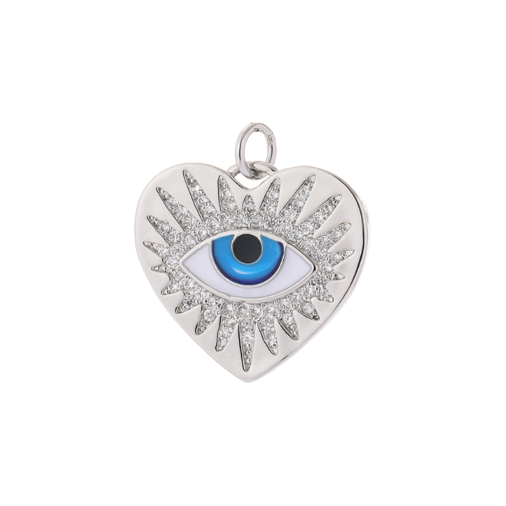blue evil eye 
heart silver charm
