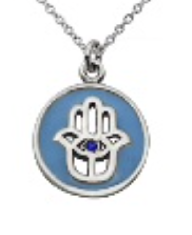 blue fatima hand silver charm