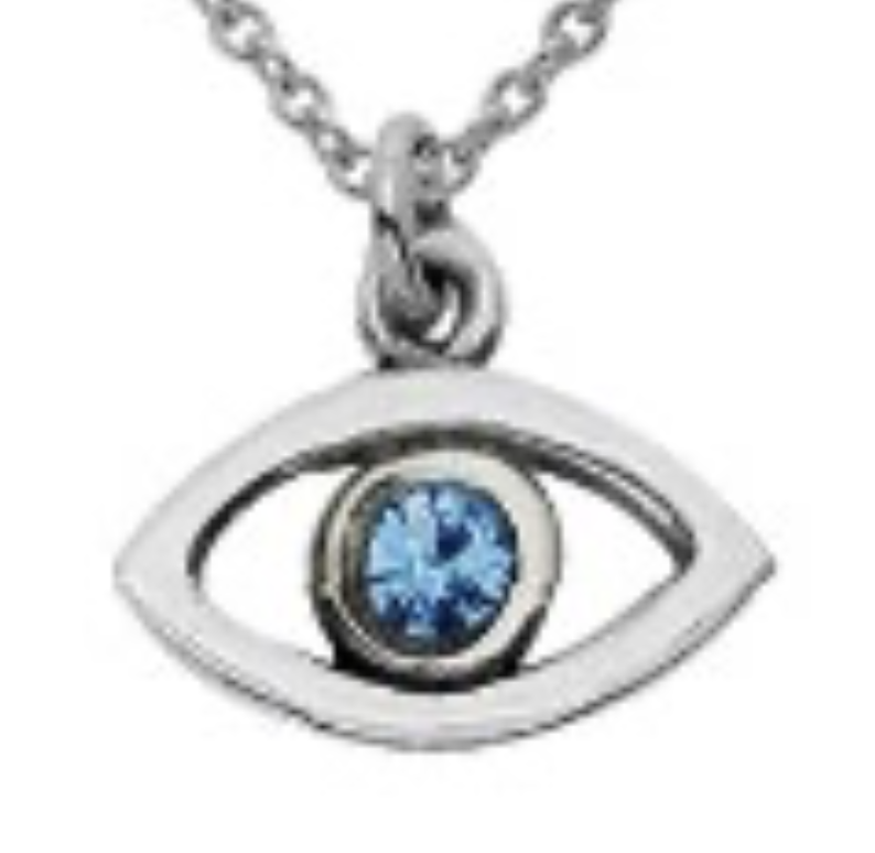 Blue diamond evil eye silver charm