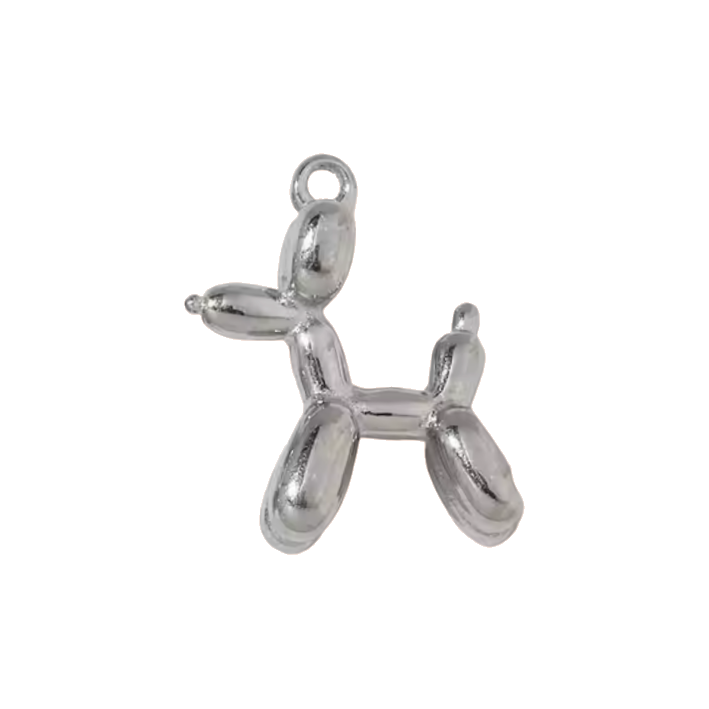 Balloon dog silver charm