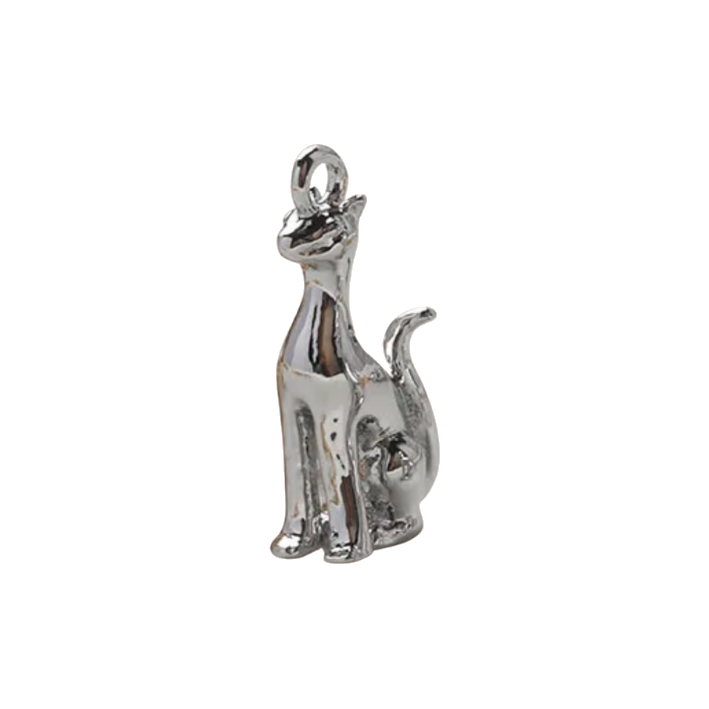 Proper sitting 
dog silver charm