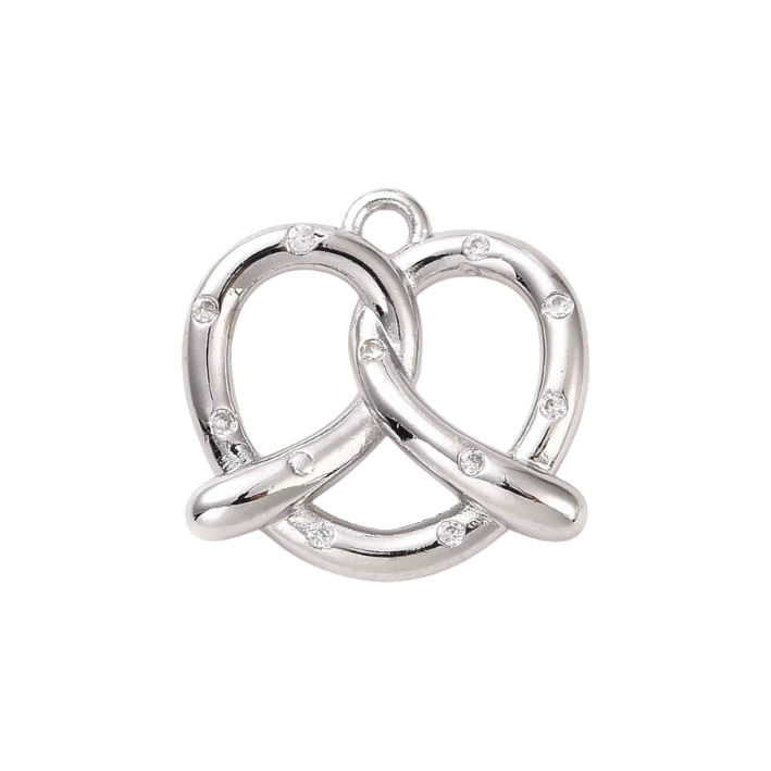 diamond pretzel silver charm