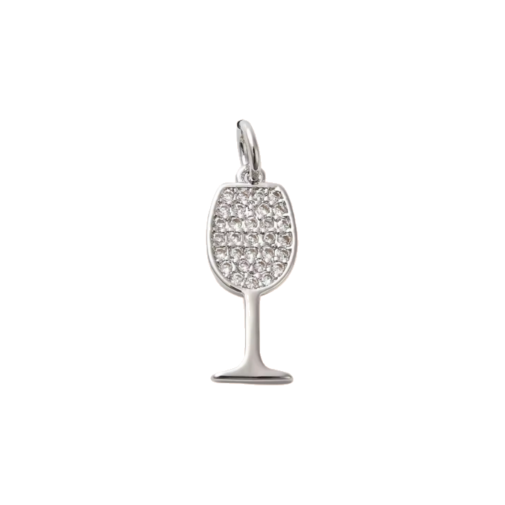 Diamond wine 
glass silver charm