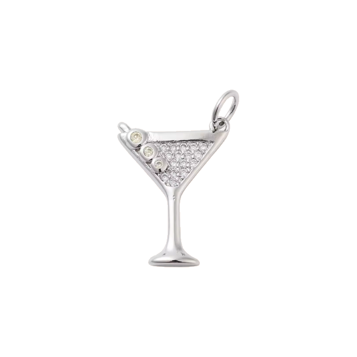 Diamond martini 
glass silver charm