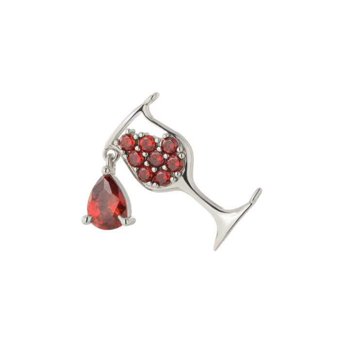 wine glass silver charm