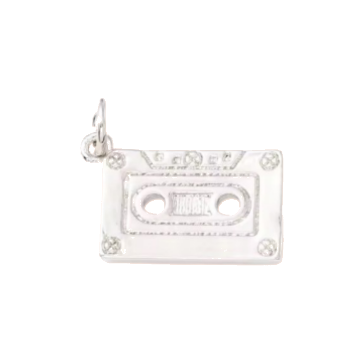 silver cassette charm
