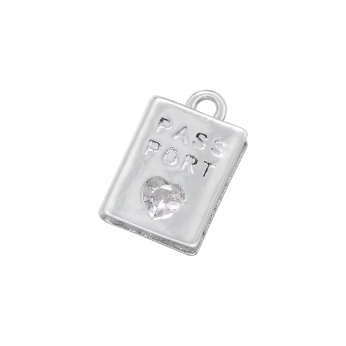 silver 
passport charm