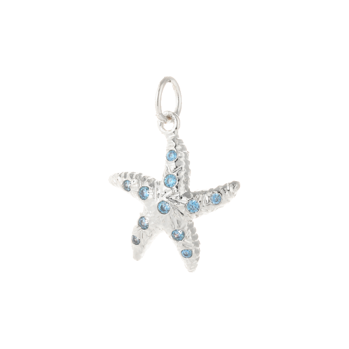 diamond blue starfish silver charm