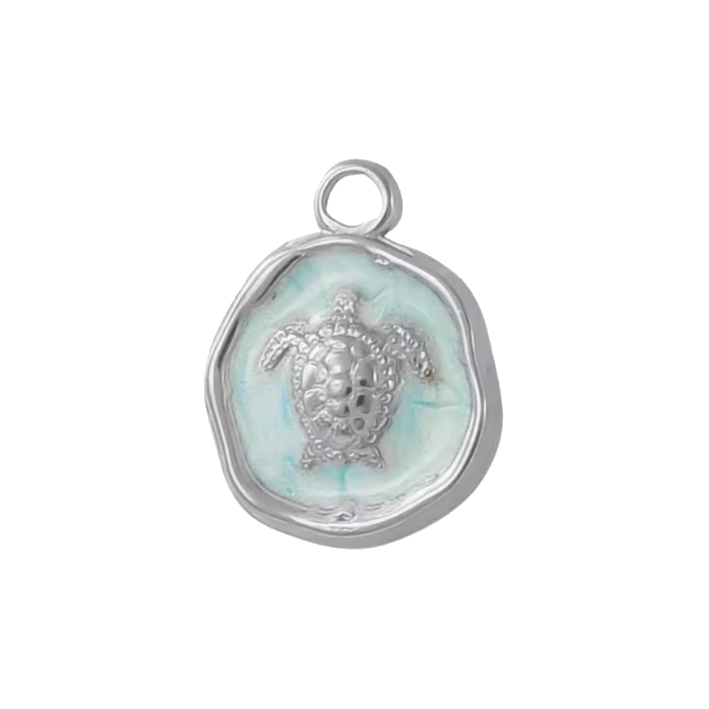 blue turtle coin charm
