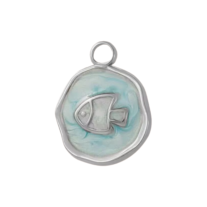 blue fish coin charm