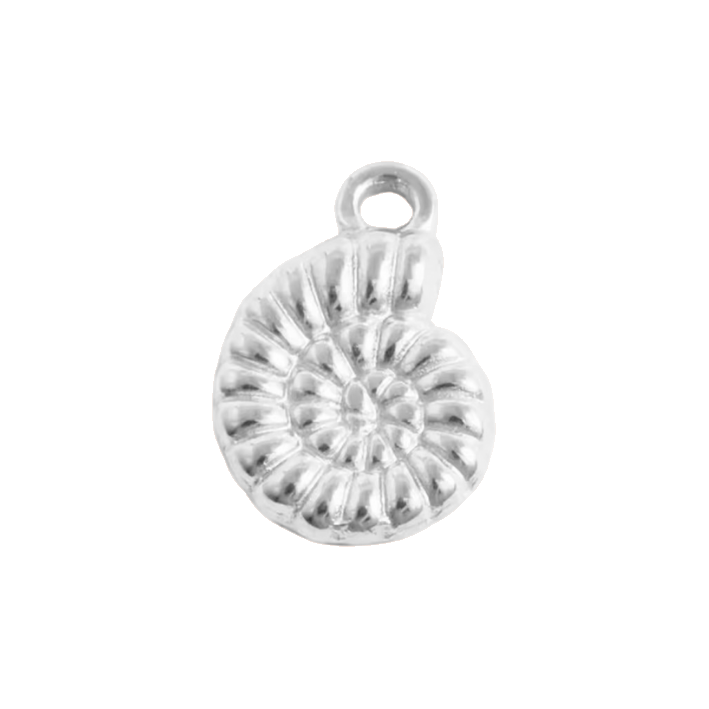 silver spiral shell charm