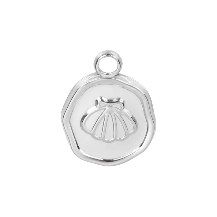 silver shell coin charm