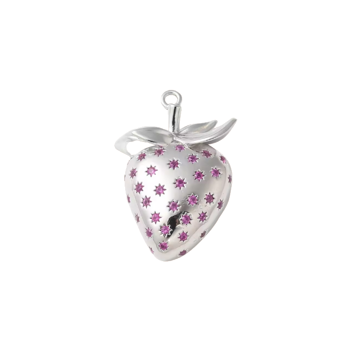 strawberry 
pink gem silver charm