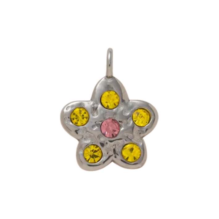 crystal silver flower charm