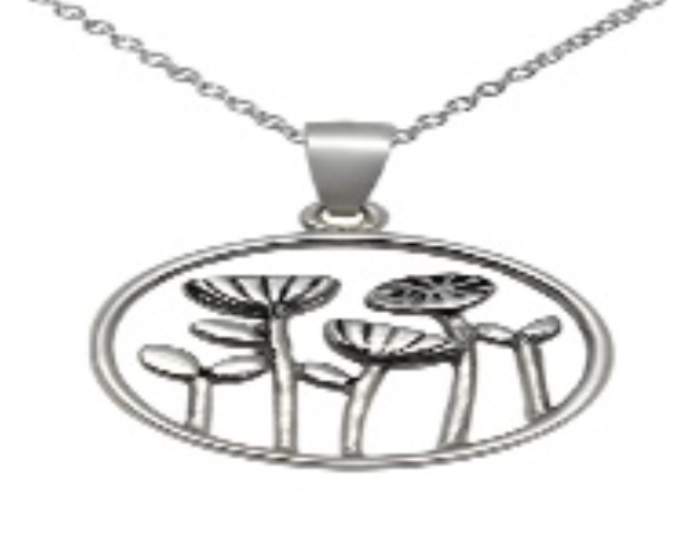 Lotus circle silver charm