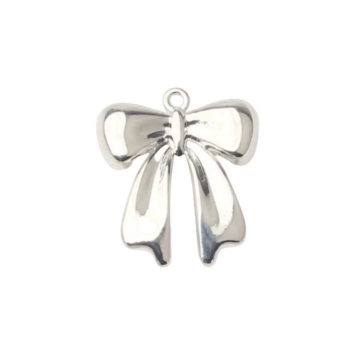 Festive bow silver charm
