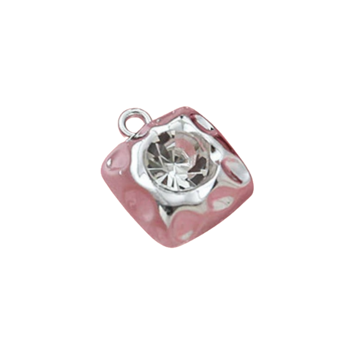 diamond square silver charm